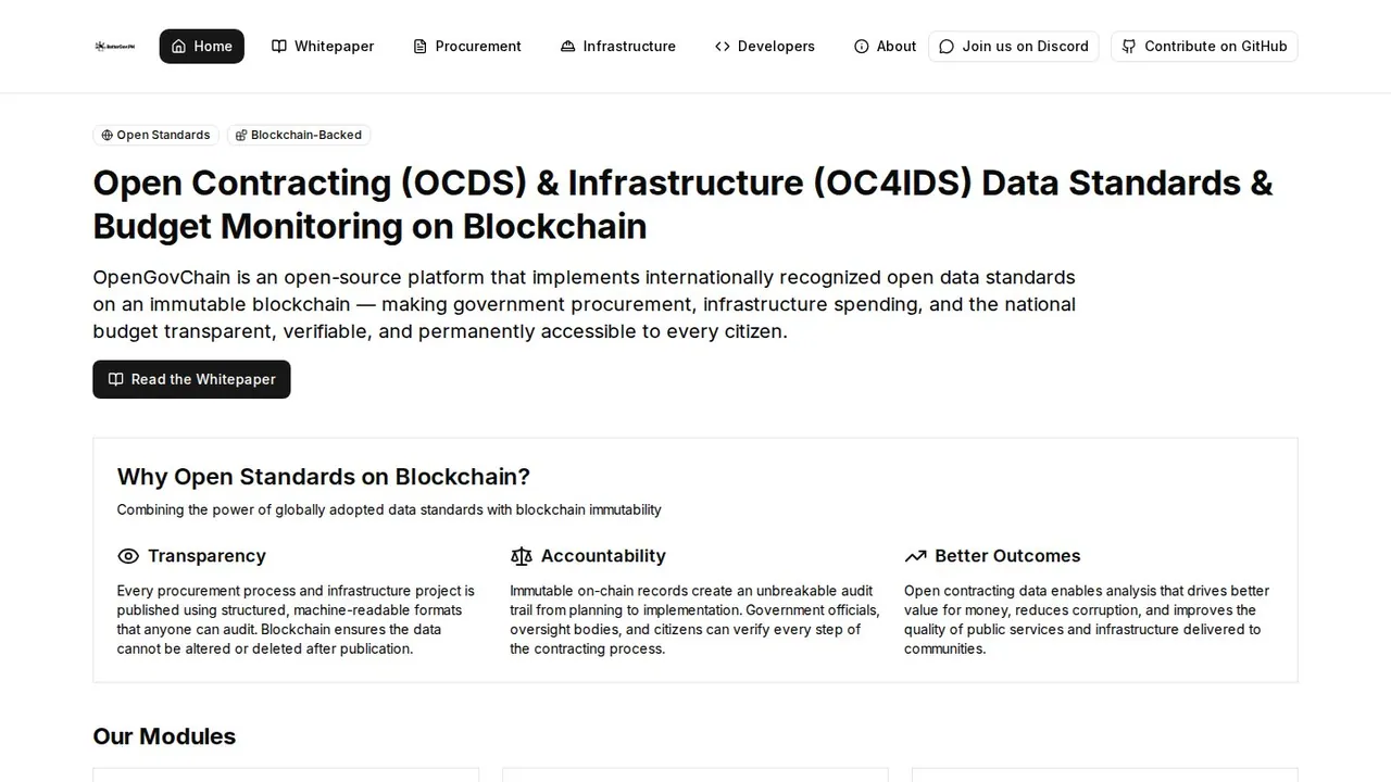 Preview of the OpenGovChain website