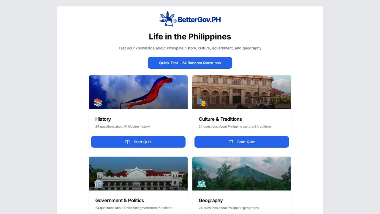 Preview of the Philippine Quiz website